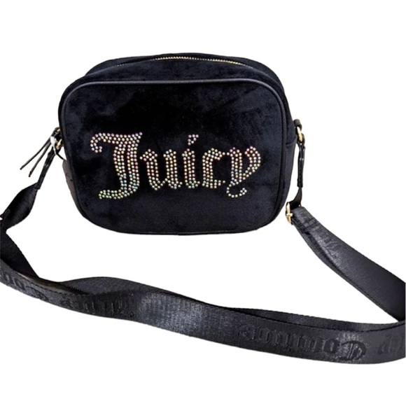 JUICY COUTURE Velour Camera Logo rhinestonecrossbody bag New - Picture 15 of 15